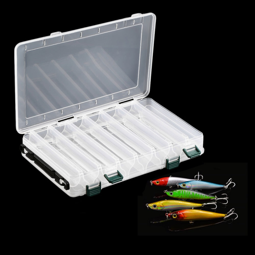 27cm*18cm*4.7cm 14 Compartments Double Sided Fishing Lure Bait Hooks Tackle Waterproof Storage Box Case Free shipping