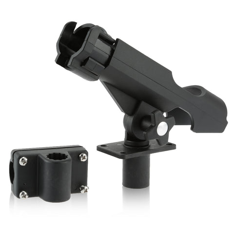 Kayak Rod Holder Side Rail Installation or Directly Installed on Kayak & Boat Fishing Pole Rod Holder Propene polymer Black