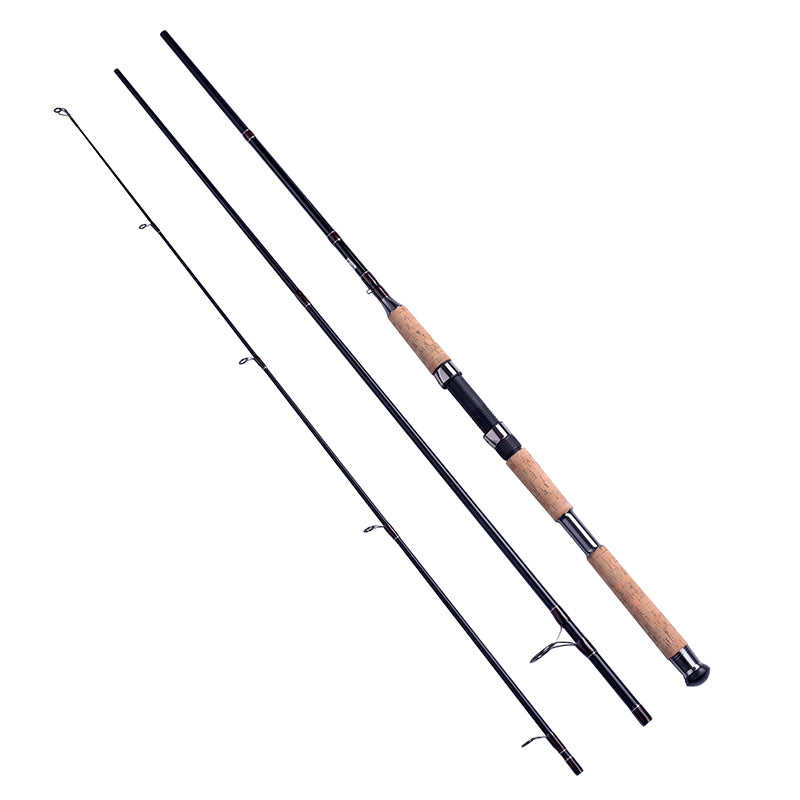 2.4/2.7/3m 3PCE PORTABLE spinning fishing rod MH FAST cork wood handle bass fishing pole spinning carbon fiber lure fishing rod