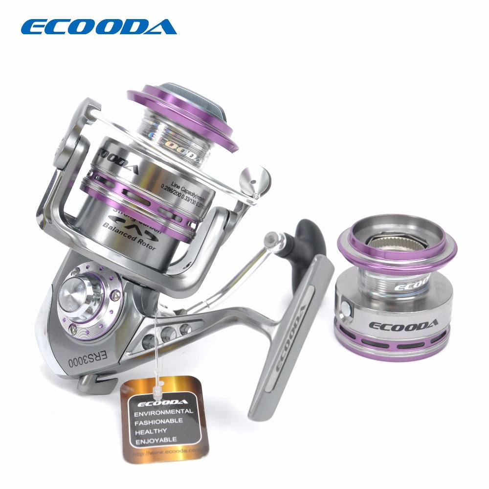 ECOODA Royal Sea Spinning Fishing Reel Metal Body Two Aluminum Spools Saltwater and Freshwater Open Face Reel ERS1500/2000/3000